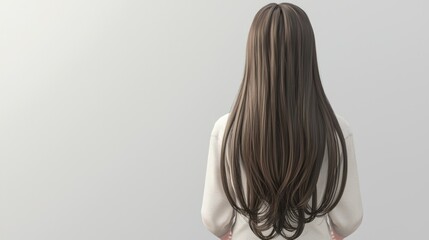 Obraz premium Girl with long U-cut hair, back view showing soft layers