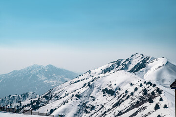 Amirsoy, Amirsay snowy rocks, mountains in Uzbekistan. Chatkal Range. Western Tien Shan mountains
