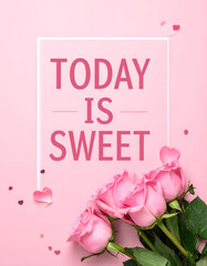 Birthday Card Design with Pink Roses and Sweet Message