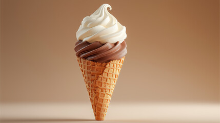 Choco-vanilla swirl ice cream cone