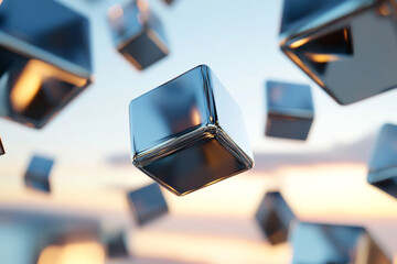Floating cubes reacting to invisible force fields