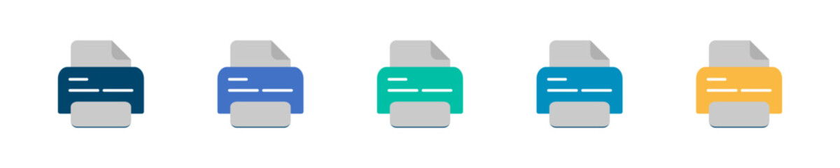 Set icon, printer, business, newspaper, computer, button, news, design, symbol, illustration, web, internet, document, paper, vector, 3d, sign, card, blank, concept, file, digital, technology, data