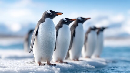 Fototapeta premium Global warming impacts the melting of icebergs in the Arctic and Antarctic. Rising temperatures affect both terrestrial and aquatic life.