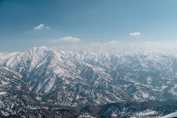 Amirsoy, Amirsay snowy rocks, mountains in Uzbekistan. Chatkal Range, Western Tien Shan