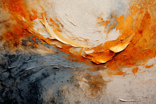 Pinceladas de pintura al &oacute;leo. Fondo abstracto de pintura acr&iacute;lica y pinceladas de acuarela. Fondo texturizado en tonos ocre y terracota.