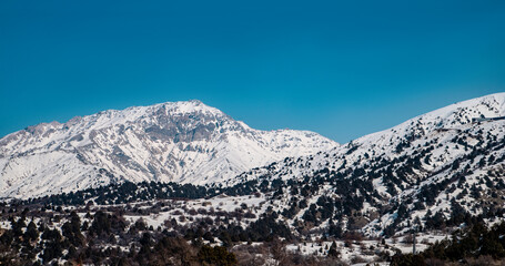 Amirsoy, Amirsay snowy rocks, mountains in Uzbekistan. Chatkal Range, Western Tien Shan