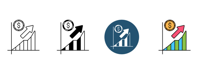 Profit Icon – Line, Glyph, Fill & Background Styles

