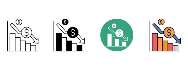 Losses Icon – Line, Glyph, Fill & Background Styles

