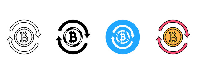 Bitcoin Exchange Icons – Line, Glyph, Fill & Color Styles 