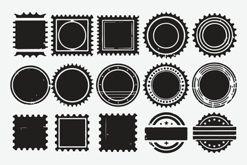 set of black labels. collection of blank/empty grungy rubber stamps - vintage postage stamps, grunge promo badges or backgrounds for logo designs