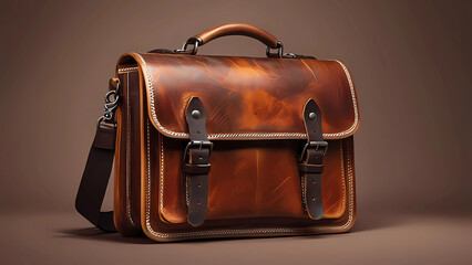 Luxury Leather Briefcase with Studio Lighting Digital Illustration