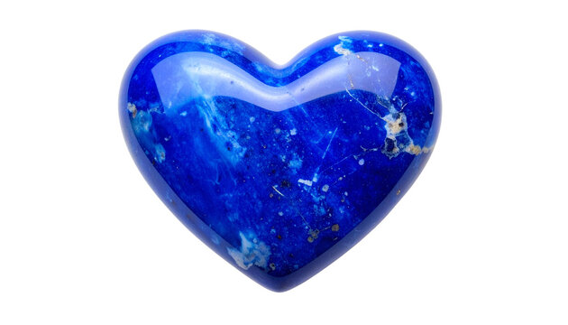 Lapis lazuli heart isolated on solid white background in Png format