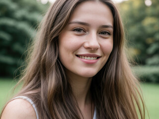 Naklejka premium Smiling Young Woman in Nature