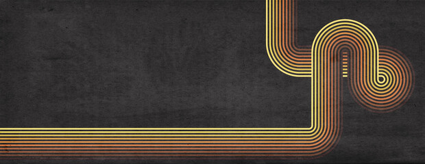 1970s background Banner with copyspace. Vintage colored stripes on grunge, bleached out paper texture