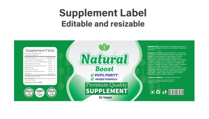 Supplement label design template , vitamin label template, label design 