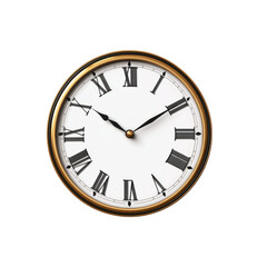 Vintage Gold Roman Numeral Wall Clock - Elegant Timepiece Design isolated on white background