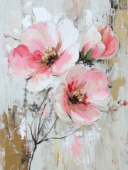 grunge background with flowers