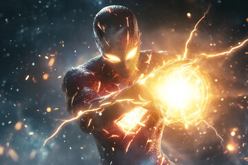 Hero power-up glowing with light energy