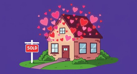 Fototapeta premium House Sold! Celebrate Your New Home with Love and Joy