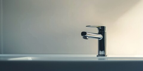 Stainless steel sink tap on white background