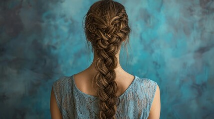 Teen girl with long hair styled in infinity braid