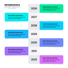 Infographic template. Vertical timeline with years and 7 steps