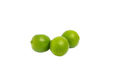 Three whole limes – PNG, front view, isolated on transparent background