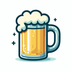 Cartoon glass beer mug with foam
