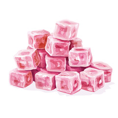 2D flat Loukoum Turkish Delight vector illustration, isolated on a white background.