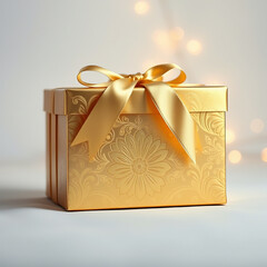 A beautiful golden gift box design with a white background color.