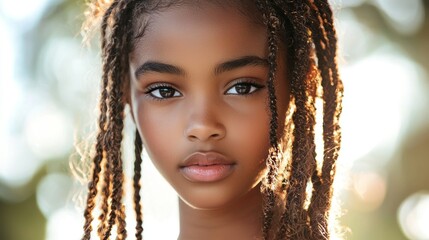 Teen with detailed African threading and natural expression