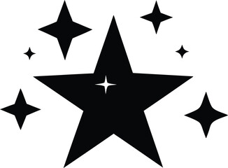 Set of star sparkles icons silhouette vector illustration