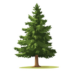 Pine Tree vector 2D flat illustration, isolated on a white background.