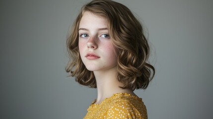Teen with shoulder-length step cut and bouncy style