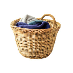 Obraz premium Stylish Wicker Laundry Basket for Organized Home isolated on white background