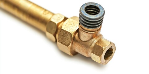 Water heater pressure relief valve on white background