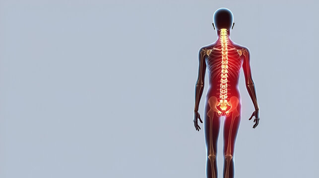 Hereditary Spastic Paraplegia: The Muscle Spasticity and Gait Disturbances - Imagine a person with highlighted spinal cord showing hereditary spastic paraplegia, experiencing muscle spasticity