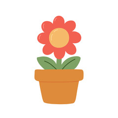 A Colorful and Vibrant Flower in a Beautiful Pot, Perfect for Various Artistic Media and Use Vector illustration
