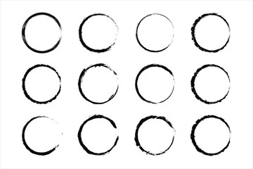 Grunge Circle Frames with Rough Brush Stroke Textures