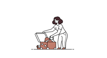Woman Packing Suitcase for Travel in Casual Clothing