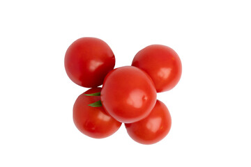 Four cherry tomatoes – PNG, top view, isolated on transparent background