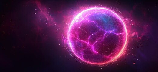 Fototapeta premium Vibrant cosmic sphere with glowing energy and intricate patterns in deep space