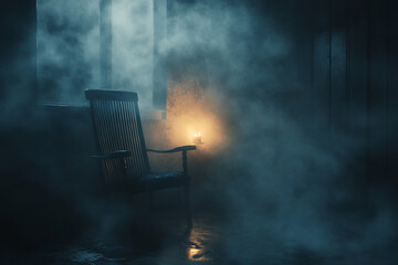 Low key lighting with moody fog around item