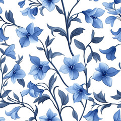Fototapeta premium 2d illustration of a tileable pattern of bluebells isolated on a white transparent background