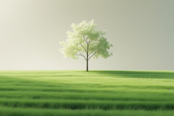 Fototapeta premium Serene Spring Lone Tree in Verdant Field