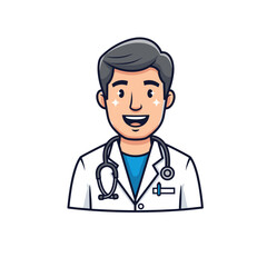 Fototapeta premium Smiling Pixel Art Doctor Illustration Healthcare Avatar