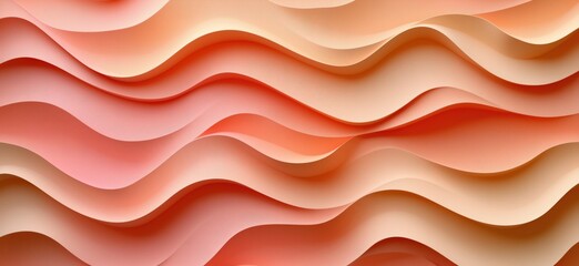 Abstract wavy paper texture in soft peach and coral tones for design backgrounds