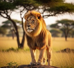 Naklejka premium male lion in the wild