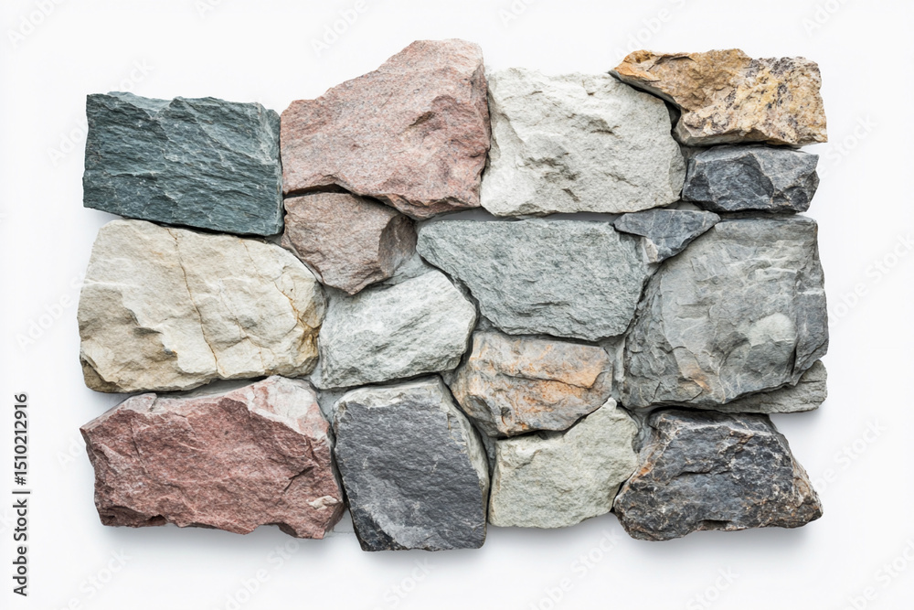 Aufkleber natural stone wall constructed with various textures and colors generative ai