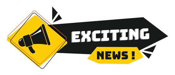 megaphone with Exciting news template, business design, marketing, announcement, discount, cashback. creative banner. editable vector eps 10.